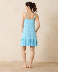 V-Neck Tank Sleep Dress - Aqua Blue