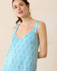 V-Neck Tank Sleep Dress - Aqua Blue