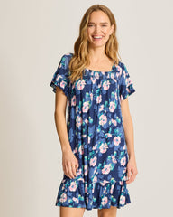 Jersey Short-Sleeve Short Sleep Dress - Classic Navy