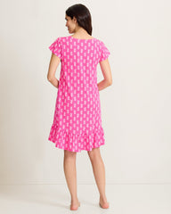 Jersey Cap-Sleeve Short Sleep Dress - Bright Pink