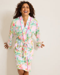 Jersey Long-Sleeve Short Robe - Pale Pink