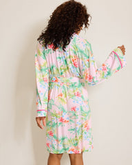 Jersey Long-Sleeve Short Robe - Pale Pink