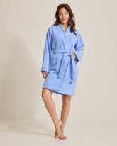 Terry Long-Sleeve Short Robe - Blue Blossom