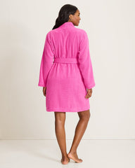 Terry Long-Sleeve Short Robe - Bright Pink