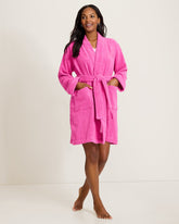 Terry Long-Sleeve Short Robe - Bright Pink