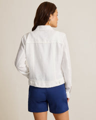 Two Palms Linen Raw-Edge Jacket - White