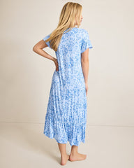Jersey Short-Sleeve Maxi Sleep Dress - Big Sky Blue