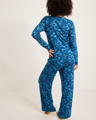 Knit Long Sleeve & Pants Pajama Set - Deep Sea Teal