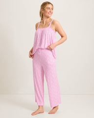 Jersey Tank Top & Cropped Pants Pajama Set - Raspberry Creamsicle