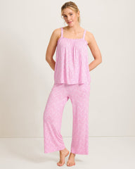 Jersey Tank Top & Cropped Pants Pajama Set - Raspberry Creamsicle