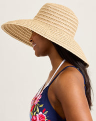 Ribbon Round Crown Packable Sun Hat - Natural