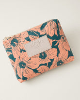 Aloha Collection Flor Del Mar Small Pouch - Dark Teal/Peachy