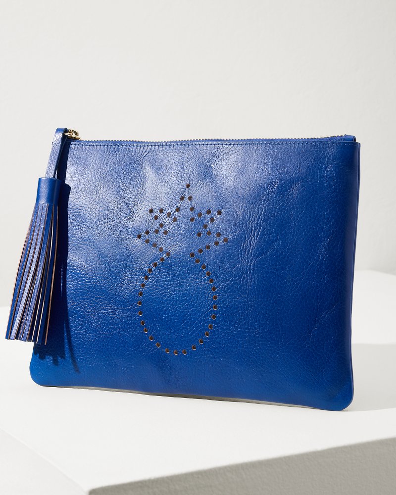Tommy Bahama Perforated Leather Pouch - Blue