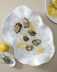 Wavy Oval Melamine Serving Bowl - White