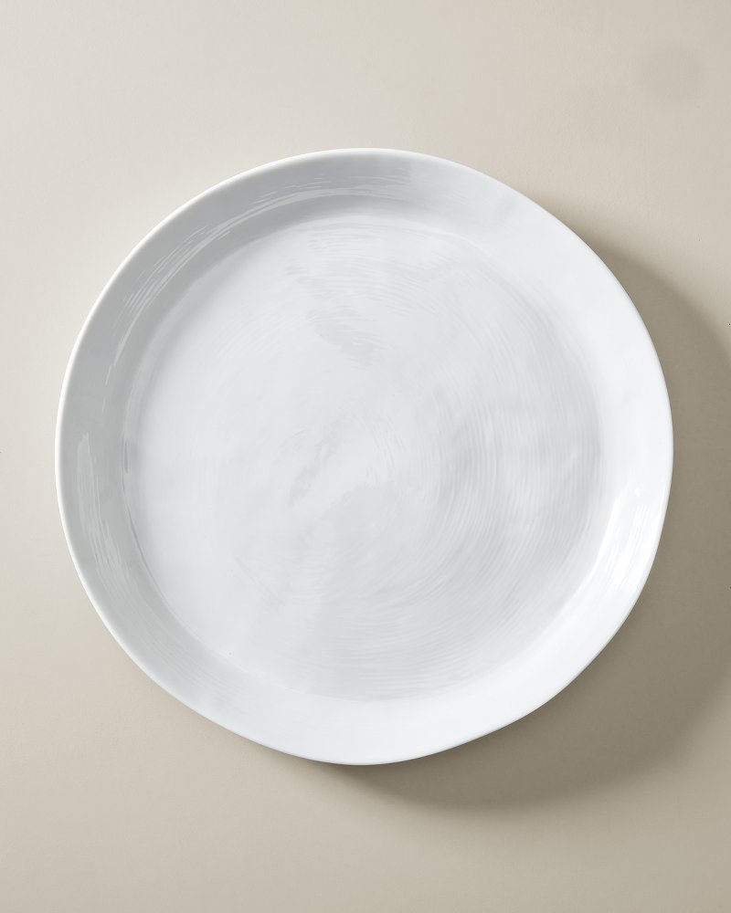 Large Round Melamine Serving Tray - White