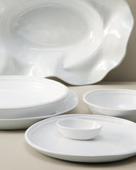Large Round Melamine Serving Tray - White