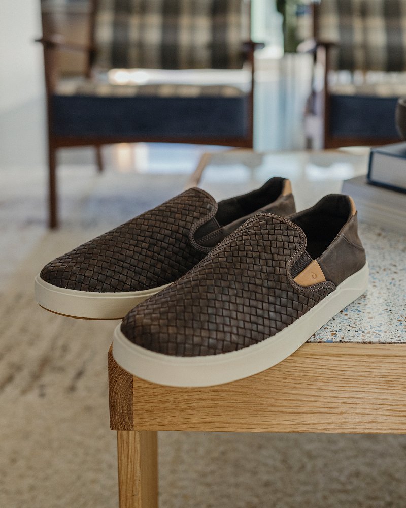 Men's OluKai Lae'ahi Lauhala Slip-On Shoes - Dark Java