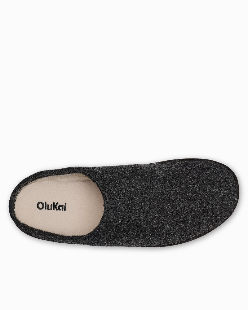 Men's OluKai Hāmani Hulu Wool Mule Slippers - Dark Shadow