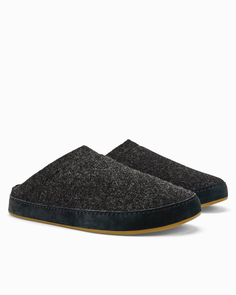 Men's OluKai Hāmani Hulu Wool Mule Slippers - Dark Shadow