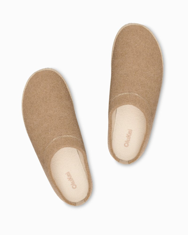 Men's OluKai Hāmani Hulu Wool Mule Slippers - Oatmeal