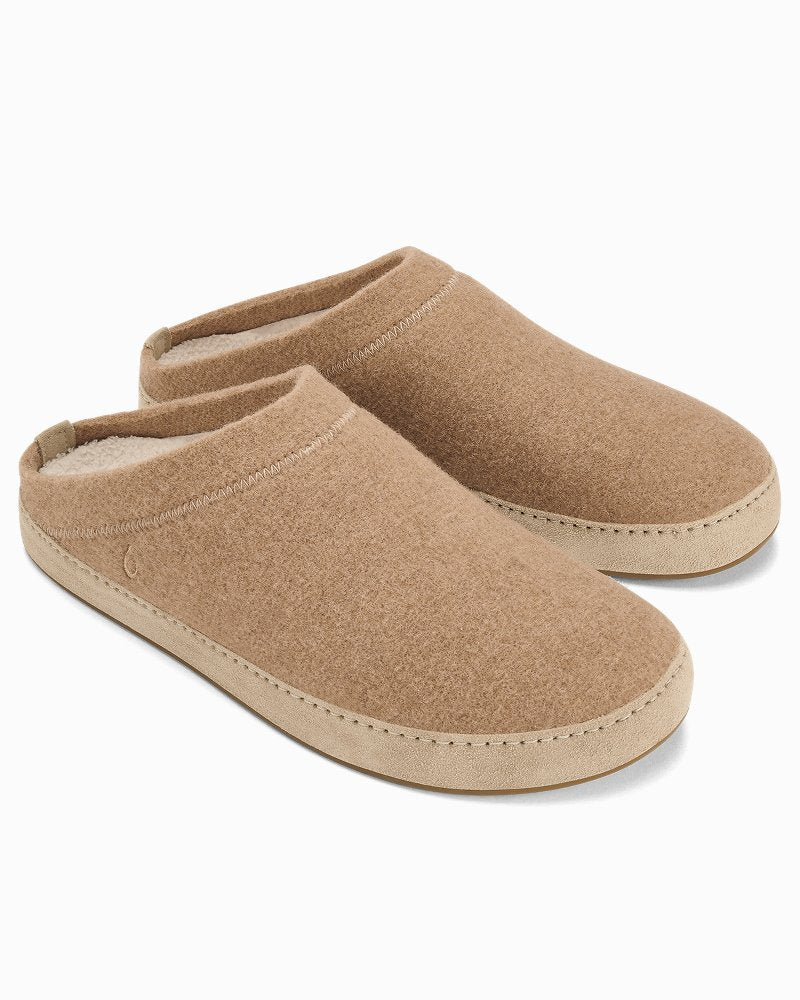 Men's OluKai Hāmani Hulu Wool Mule Slippers - Oatmeal