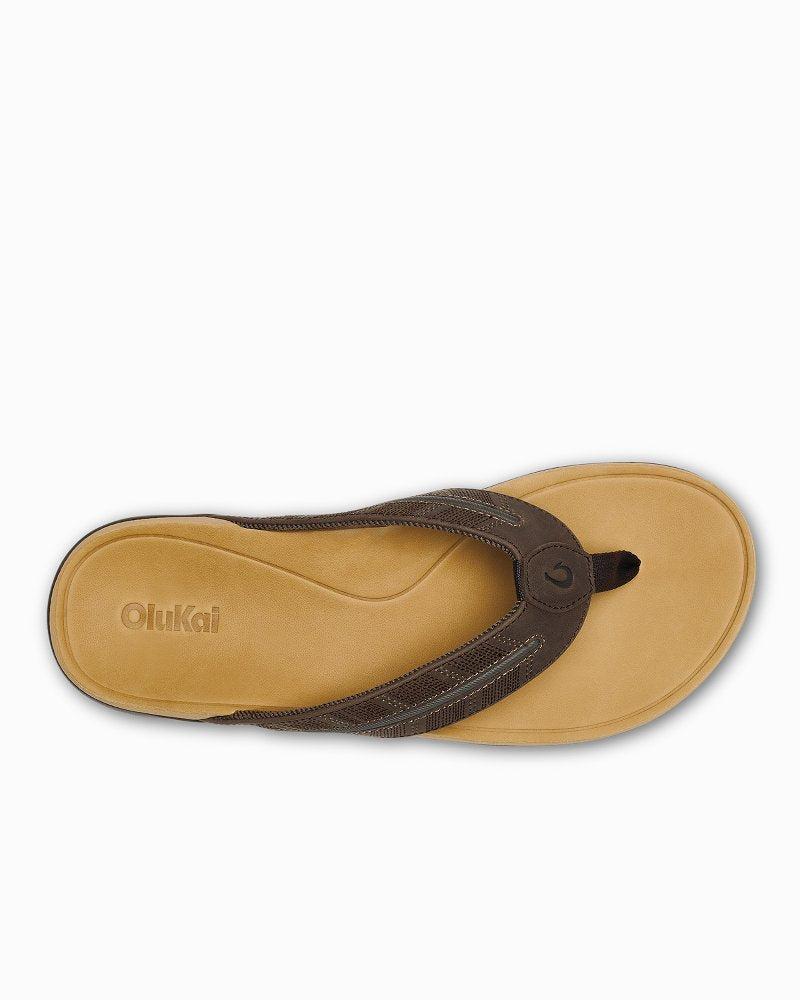 Men's OluKai Tuahine Palm Sandals - Dark Java