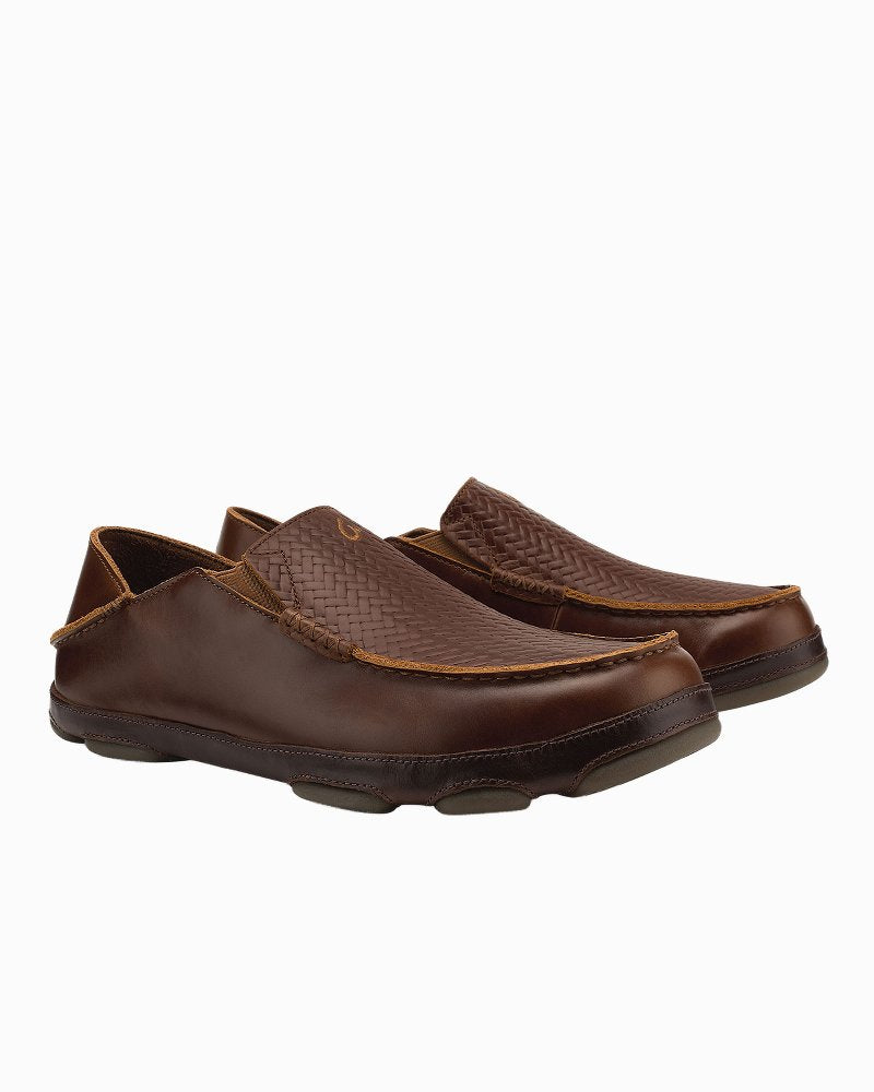 Men's OluKai Moloā Lauhala Slip-On Shoes - Toffee