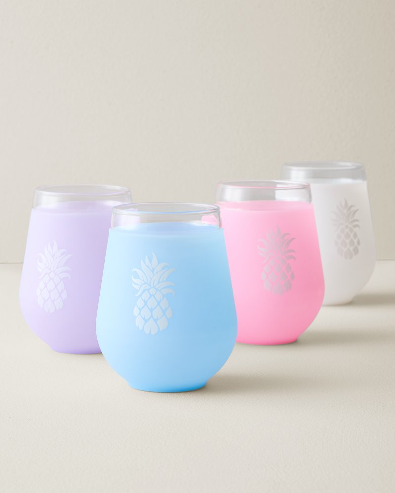 Silicone-Wrapped 16-oz. Stemless Wine Glasses - Set of 4 - Assorted