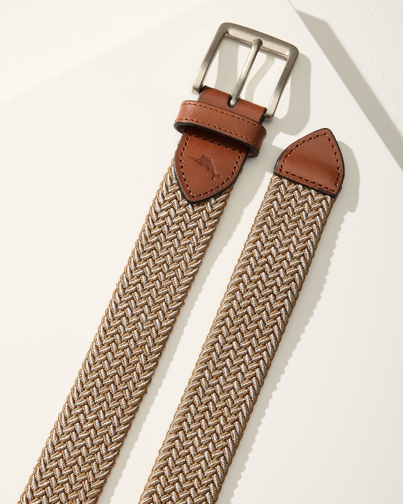 Two-Tone Stretch Webbed Belt - Khaki