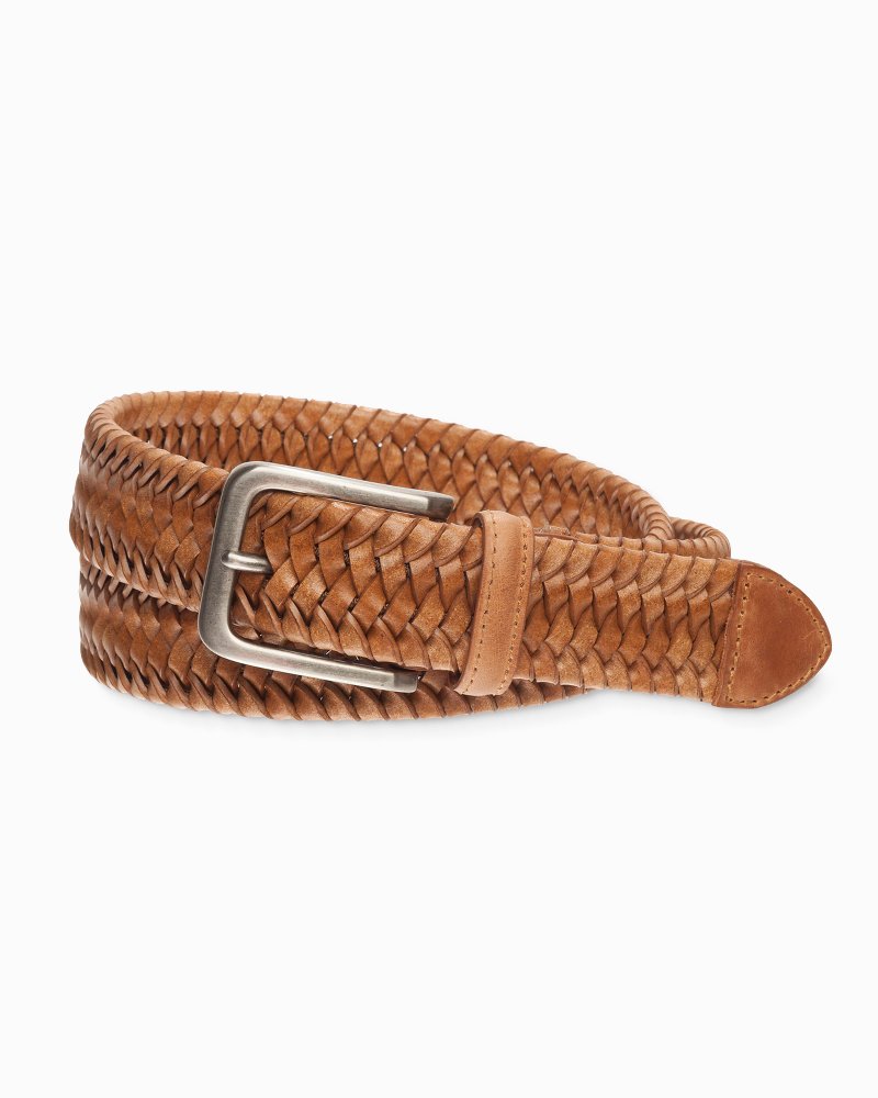 Braided Leather Stretch Belt - Tan