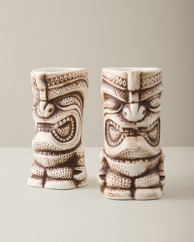 High Tide Tiki Mugs — Set of 2 - White
