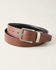 Reversible Wide Feather-Edge Belt - Black/Brown
