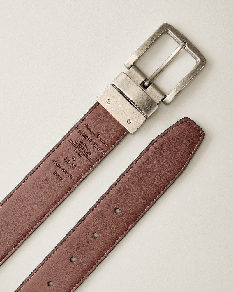 Reversible Wide Feather-Edge Belt - Black/Brown