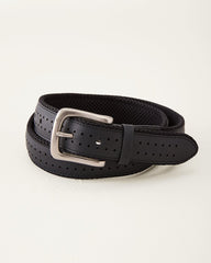 Leather Perforated Belt - Black