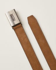 Tension Plaque Leather Belt - Tan