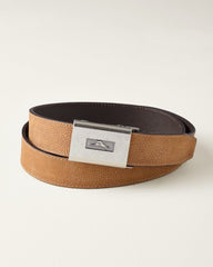 Tension Plaque Leather Belt - Tan