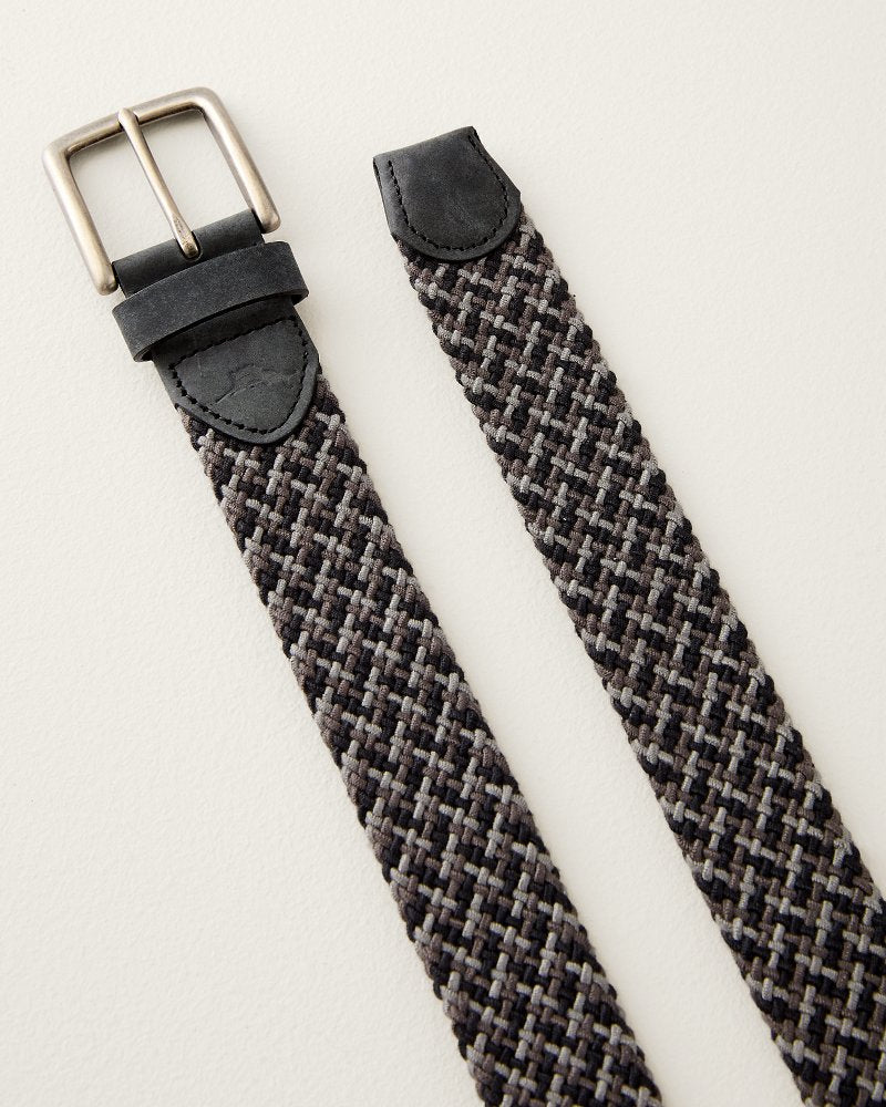 Stretch Webbed Belt With Tabs - Black