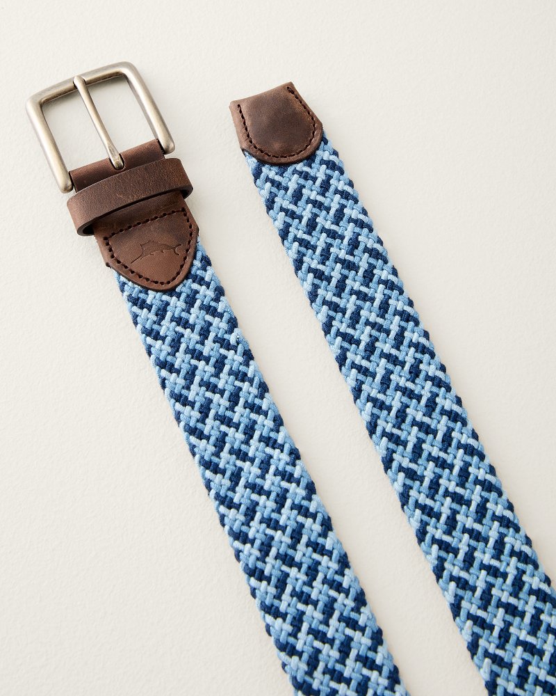 Stretch Webbed Belt With Tabs - Blue