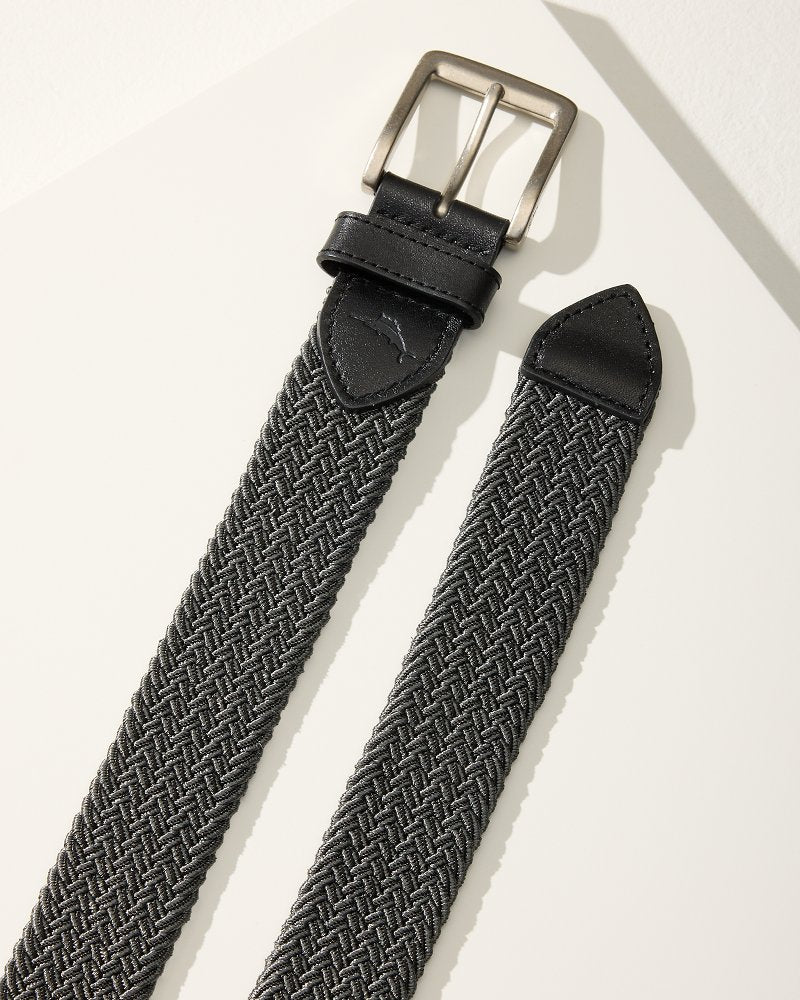 Big &amp; Tall Two-Tone Stretch Webbed Belt - Black