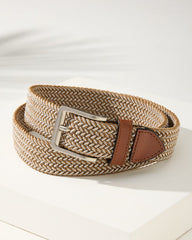 Big &amp; Tall Two-Tone Stretch Webbed Belt - Tan