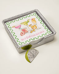 Mariposa Lime Wedge Beaded Napkin Box - Silver