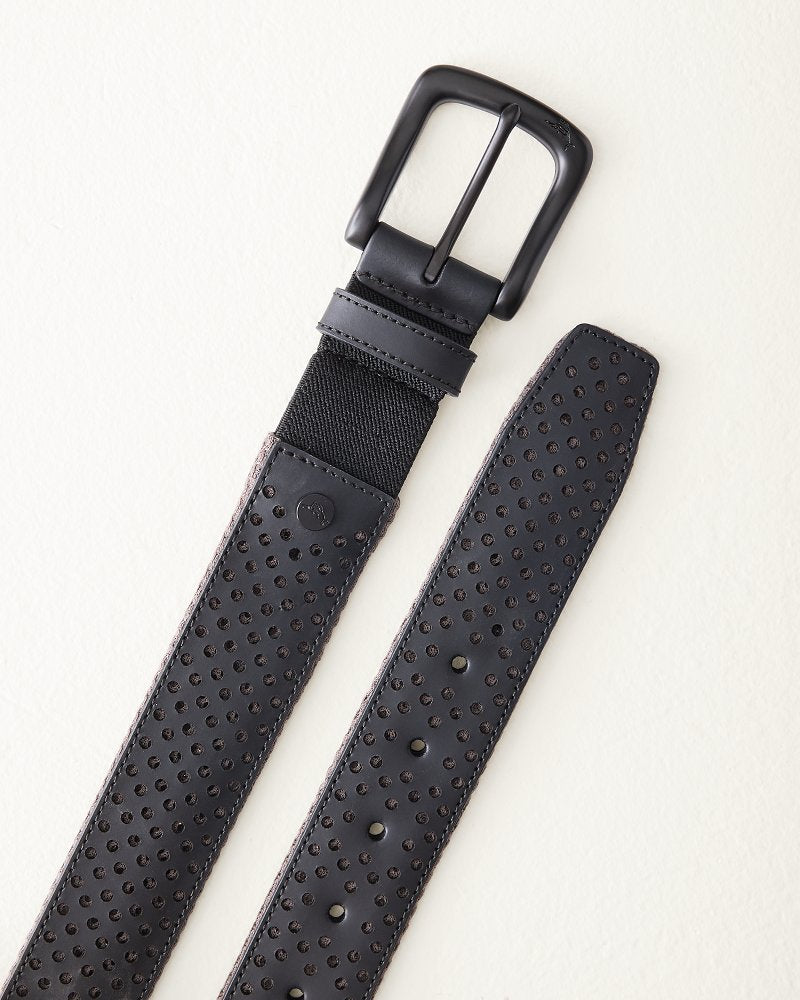 Big &amp; Tall Cushion-Back Perforated Belt - Black