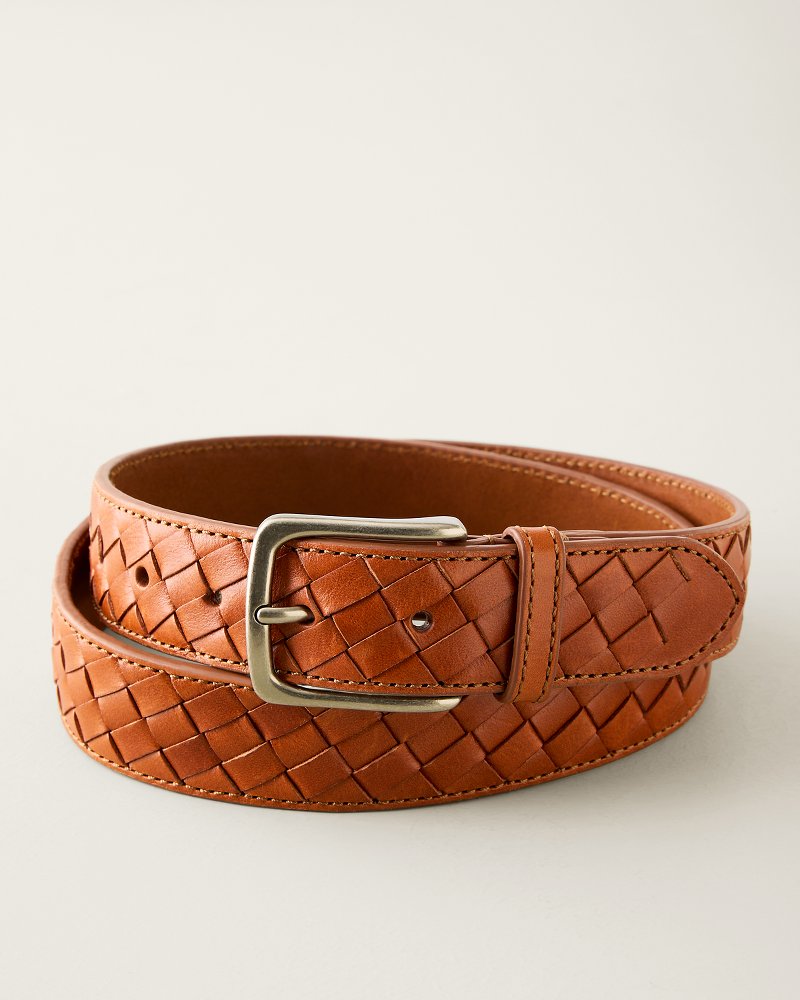 Big &amp; Tall Braided Inlay Lace Leather Belt - Tan