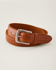 Big &amp; Tall Leather Perforated Belt - Saddle