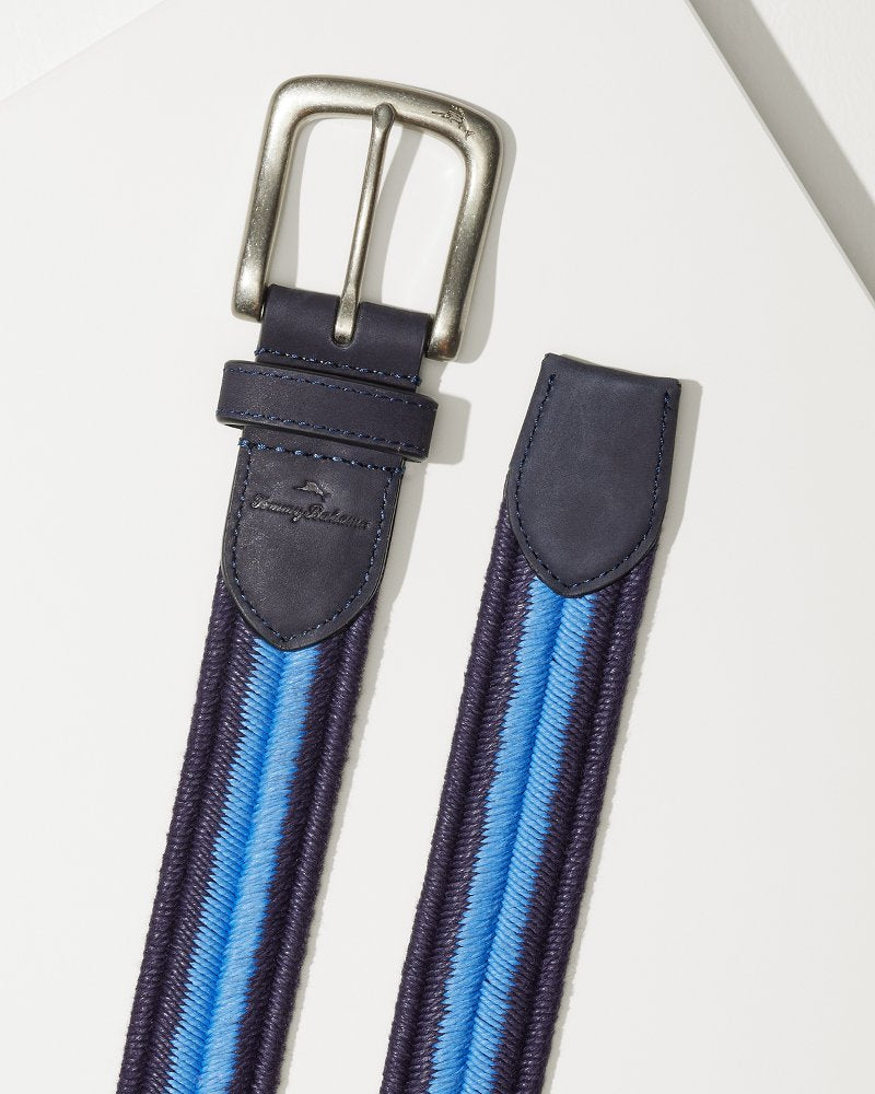Big &amp; Tall Two-Tone Herringbone Stretch Belt - Navy/Blue