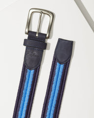 Big &amp; Tall Two-Tone Herringbone Stretch Belt - Navy/Blue