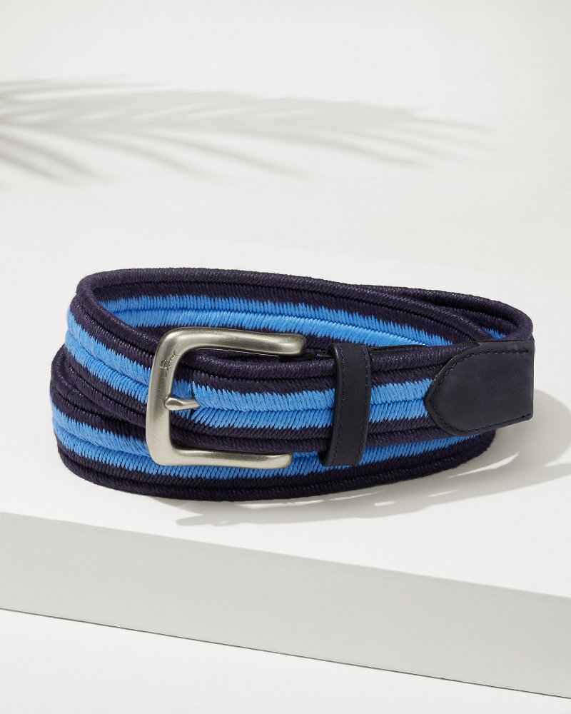Big &amp; Tall Two-Tone Herringbone Stretch Belt - Navy/Blue
