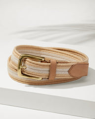 Big &amp; Tall Two-Tone Herringbone Stretch Belt - Tan/Khaki