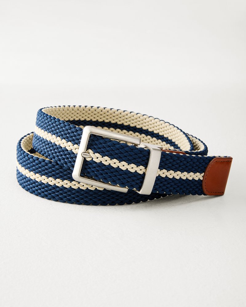 Big &amp; Tall Reversible Stretch Webbed Belt - Navy/Tan