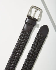 Big &amp; Tall Leather Lace Braid Belt - Black